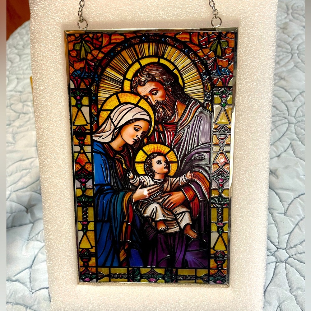 Stained Glass Holy Family Decor 5inx8in